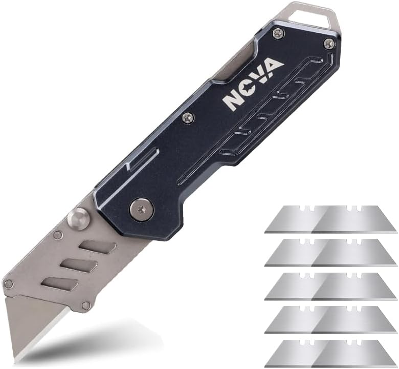 Folding Knife with extra 10 pcs utility blades